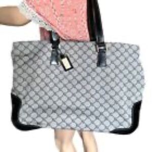 Ralph Lauren Large Black Travel Duffle Tote Bag Logo Signature Print Canvas